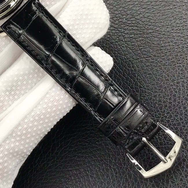 3k厂顶级复刻手表百达翡丽男款黑盘黑带自动机械皮带腕表表扣图