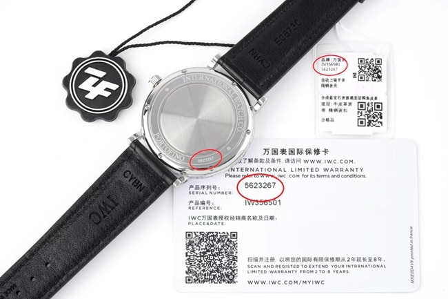 ZF厂顶级复刻手表万国白盘黑带柏涛菲诺系列皮带自动机械腕表后盖图