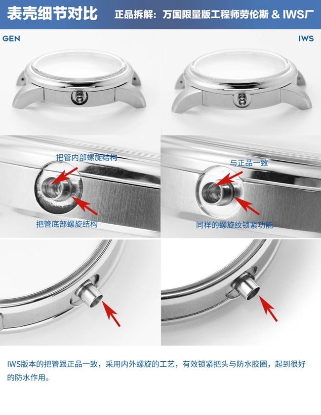 IWC万国劳伦斯IWS厂复刻手表真假对比评测表壳细节对比图