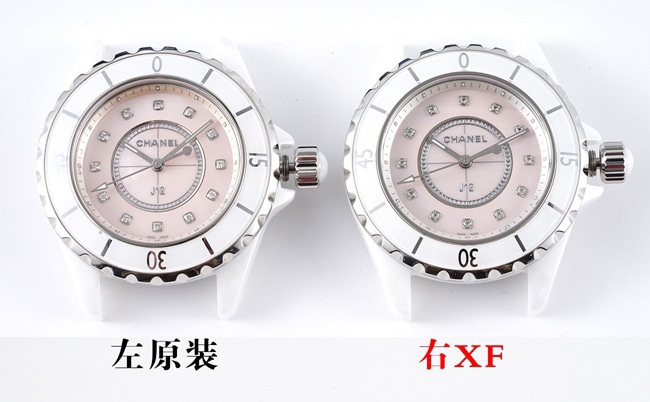 XF香奈儿陶瓷J12系列复刻手表原装石英真假对比评测正面图对比图