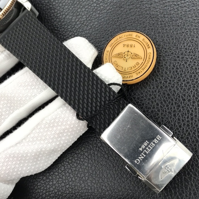 顶级复刻手表百灵超级海洋文化计时系列男款绿盘皮带手表表扣图