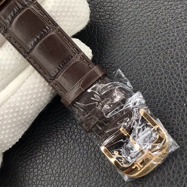 GF厂顶级复刻手表积家自动机械男士黑盘棕带大师系列皮带手表表扣图