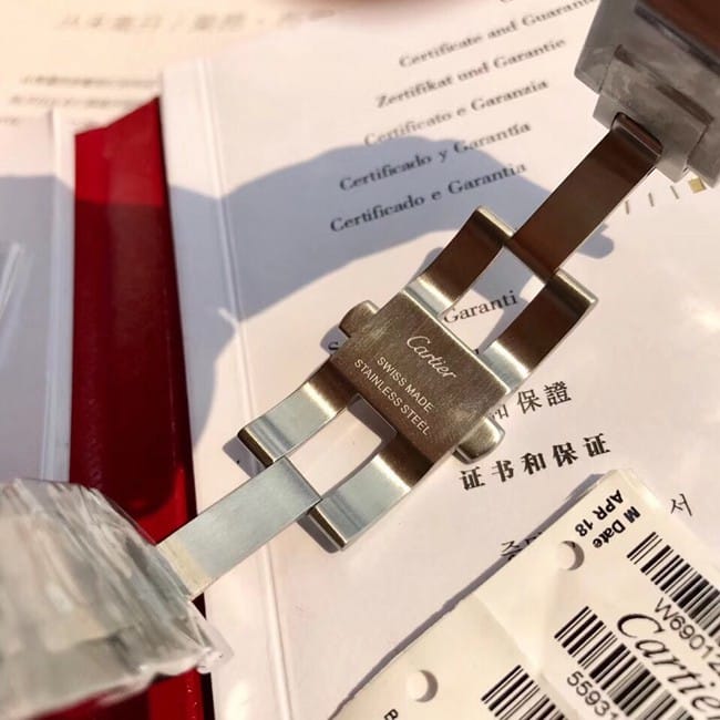 顶级复刻原单手表卡地亚蓝气球系列男装黑盘钢带全自动机械手表表扣图