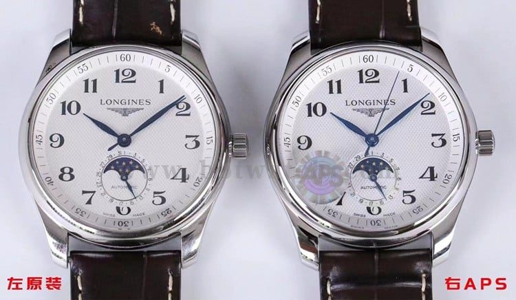 APS厂浪琴顶级复刻手表名匠系列L2.909.4.78.3月相对比正品评测镜面对比图