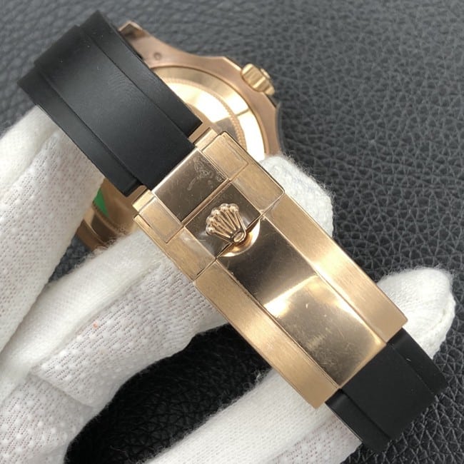 EW厂劳力士顶级复刻手表游艇名仕型40系列男装黑盘橡胶带机械手表表扣图