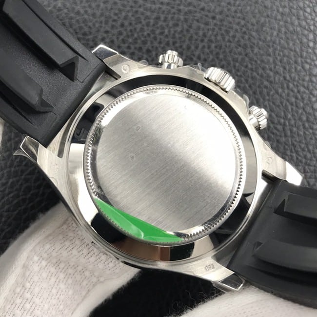 劳力士顶级复刻手表男装白盘橡胶带最新款全自动机械手表后盖图