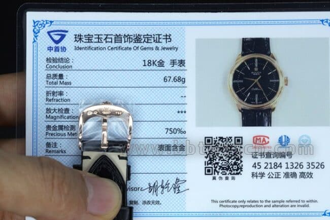 EW厂顶级复刻手表劳力士切利尼m系列50505-0008男士蓝盘黑带18K金表自动机械皮带手表表扣图