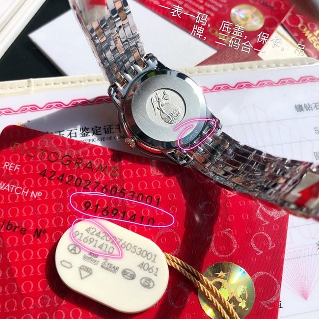 顶级复刻原单欧米茄碟飞系列蓝盘钢带全自动机械女士底盖图