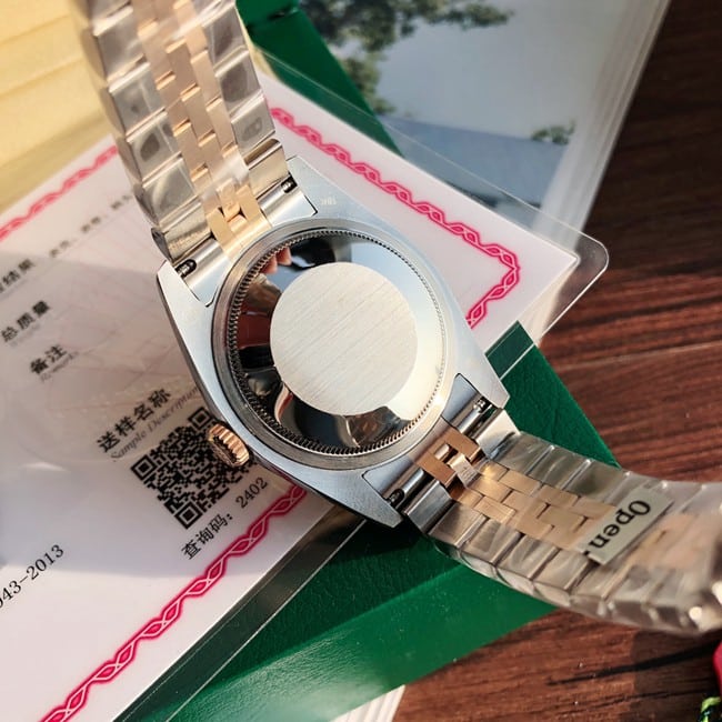 顶级复刻原单劳力士复刻表白盘间金带日志型系列全自动机械女款底盖图