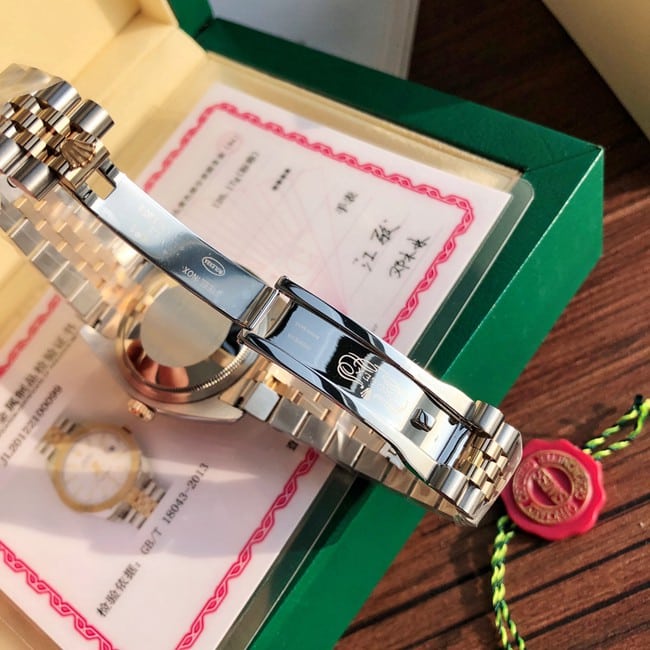 顶级复刻原单劳力士复刻表白盘间金带日志型系列全自动机械女款表扣图