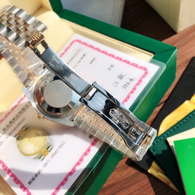 顶级复刻原单劳力士女士手表全自动机械女士金盘间金带日志型系列钢带表扣图