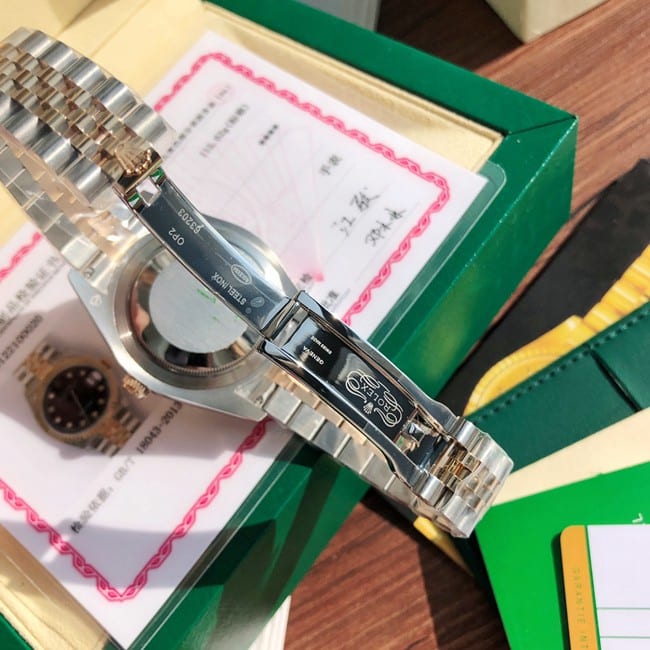 顶级复刻原单劳力士手表全自动机械男装黑盘间金带日志型系列表扣图