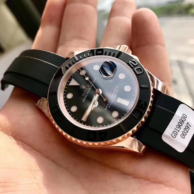 顶级真金复刻劳力士游艇名仕型系列40MM18K玫瑰金“金游艇”正面图