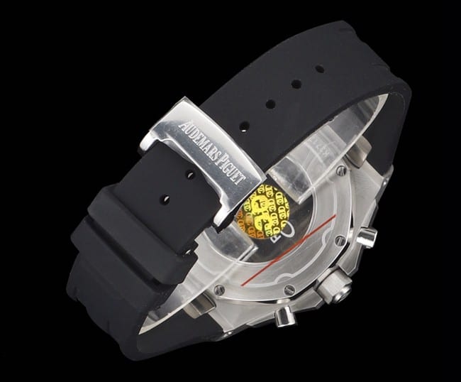 顶级复刻表爱彼Audemars Piguet 皇家橡树女款多功能计时黑盘机械腕表表扣图