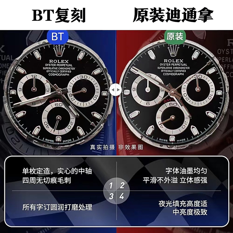 BT迪通拿对比原版评测2022最新复刻劳力士熊猫迪V2升级镜面对比图