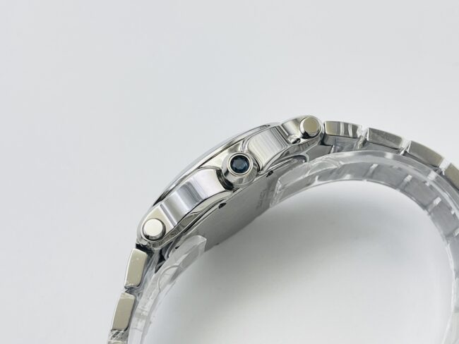 YF厂顶级复刻表萧邦HAPPYDIAMONDS系列白钢红底带钻女士腕表侧面图