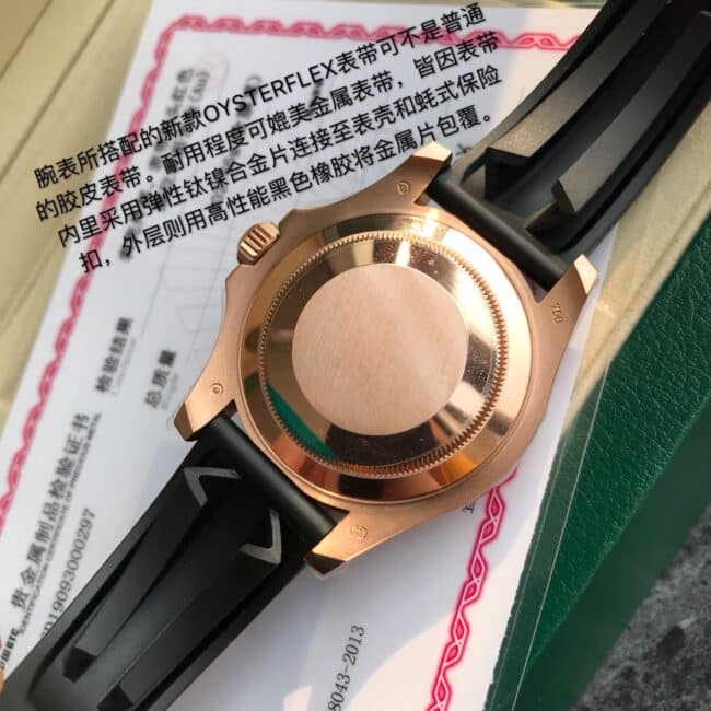 顶级复刻劳力士金游艇18k玫瑰金黑盘男士腕表机芯图