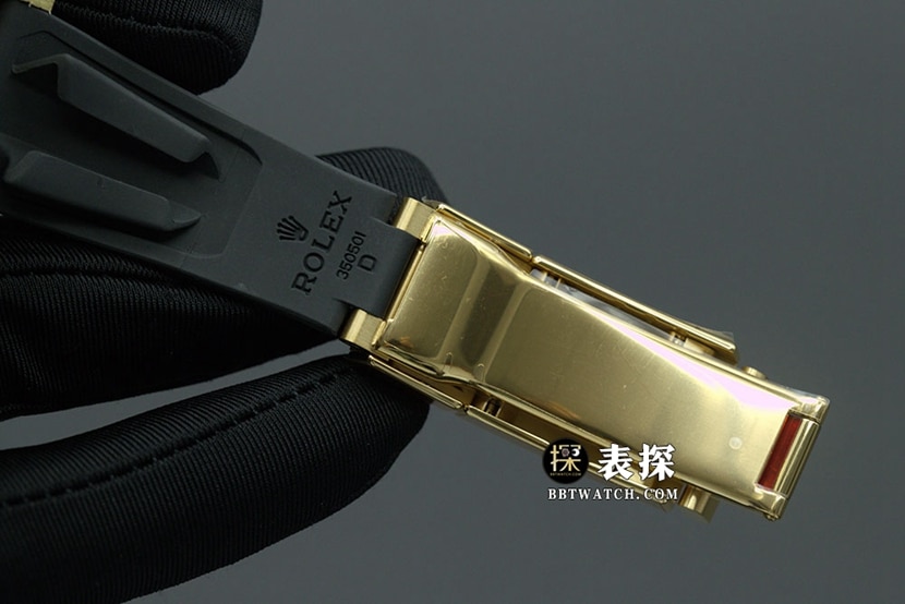 顶级复刻C厂18K金劳力士新款余文乐黄金迪通拿4130机芯男士腕表M116518ln-0048表扣实拍图