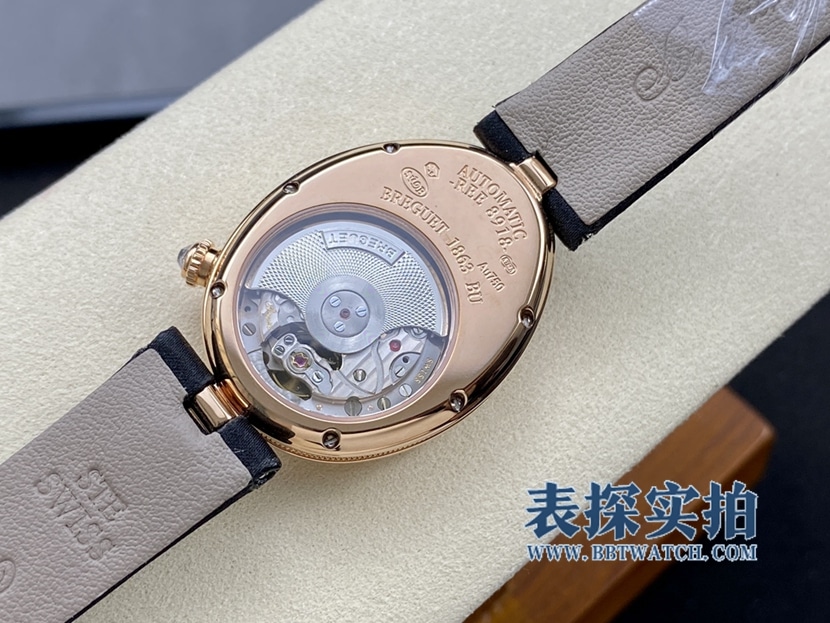 那不勒斯皇后宝玑1:1复刻手表天然贝母盘玫瑰金镶钻绢丝表带8928BR/5W/844 DD0D机芯图