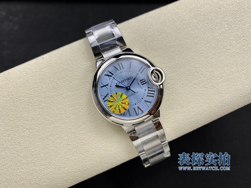 顶级复刻卡地亚33mm新色冰蓝气球机械款多少钱
