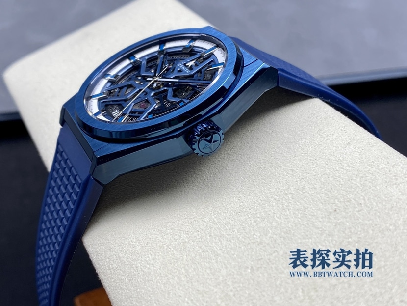 LF DEFY真力时1:1复刻手表蓝色镂空机械橡胶款49.9003.670/51.R793侧面图