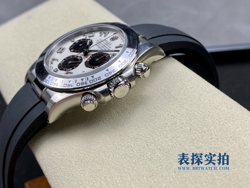 大厂精仿C厂劳力士白钢迪通拿4130机芯40mm侧面