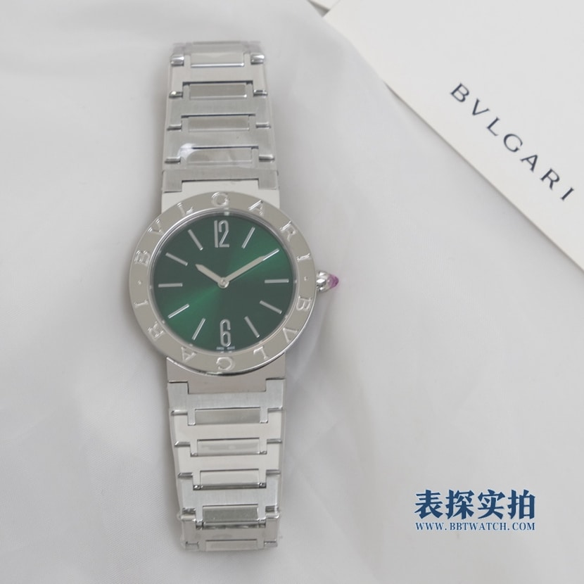 顶级复刻Bv宝格丽绿盘女士石英腕表正面