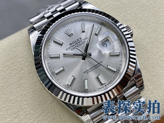 VS劳力士大厂精仿日志41MM白钢腕表_价位_款式图片_质量如何正面
