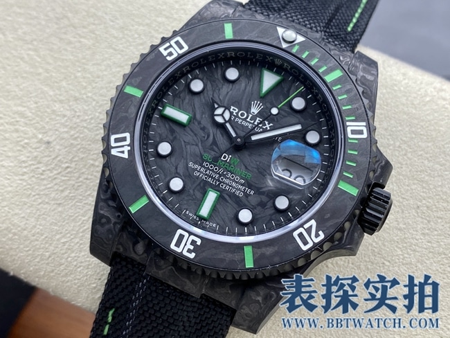VS劳力士顶级高仿碳纤维水鬼系列腕表 _多少钱_图片_做工怎么样正面