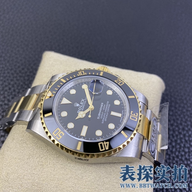 C厂劳力士顶级高仿间金黑水鬼男士腕表_多少钱_图片_做工怎么样 侧面