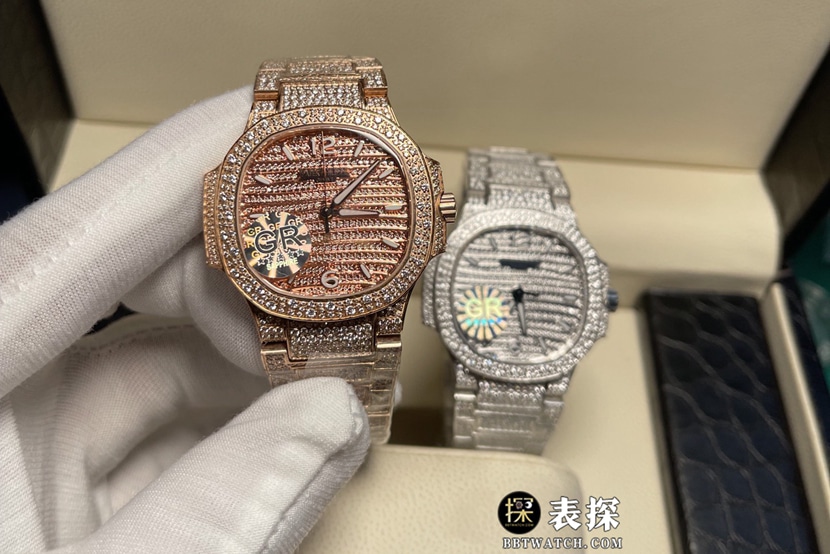 GR厂百达翡丽7118一比一顶级复刻手表女士密镶钻盘钢带款图片及价格正面实拍图