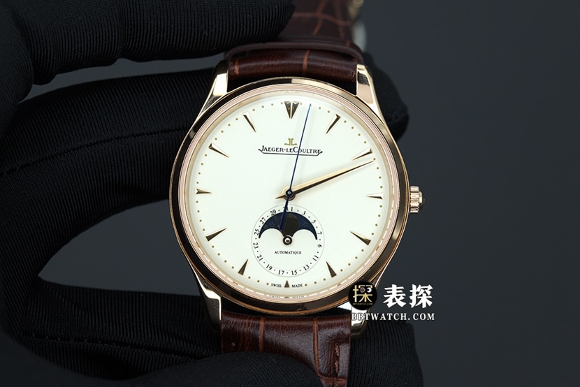 GF厂积家月相大师Q1368420顶级复刻手表男士白盘金针皮带款图片及价格正面实拍图