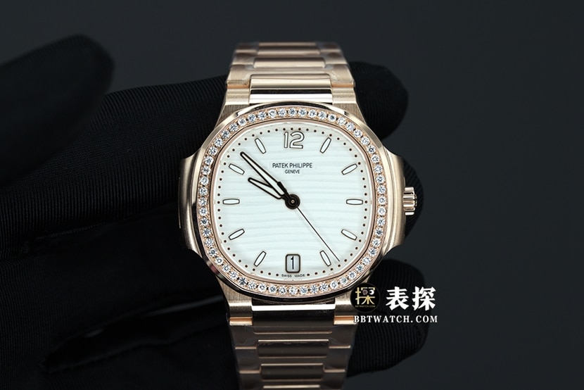 3K厂百达翡丽运动优雅7118顶级一比一高仿手表女士鹦鹉螺白盘钢带款图片及价格正面实拍图