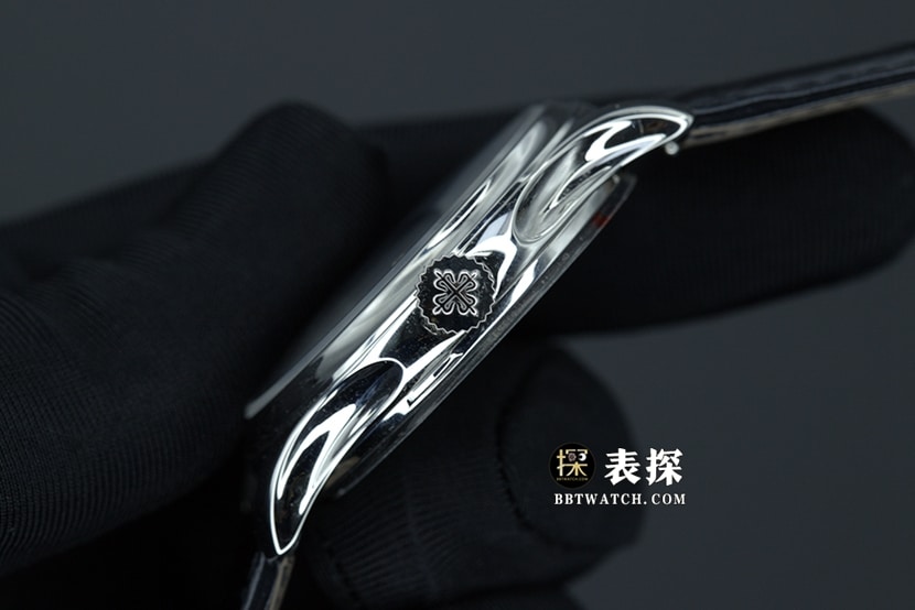 ZF厂百达翡丽古典5227超A高仿手表男士黑盘皮带款图片及价格侧面实拍图