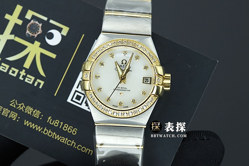 3S厂欧米茄星座顶级复刻手表女士白盘金针钢带款图片及价格正面实拍图