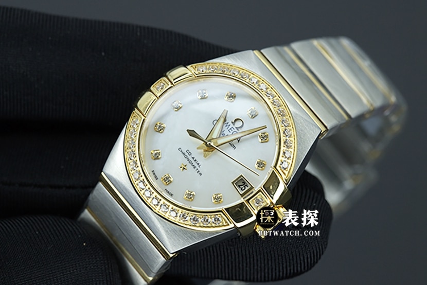 3S厂欧米茄星座顶级复刻手表女士白盘金针钢带款图片及价格正面实拍图