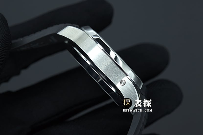 YL厂百达翡丽一比一超A精仿手表男士黑盘橡胶款图片及价格侧面实拍图