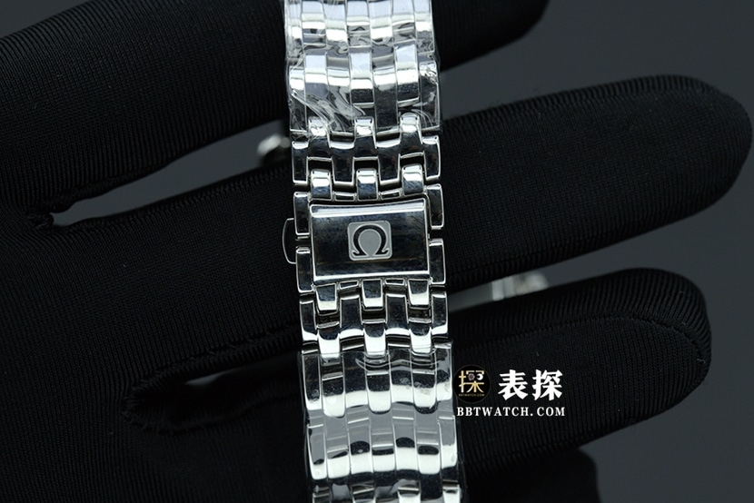 MKS厂欧米茄蝶飞超A高仿手表男士白盘金针钢带款图片及价格表带实拍图