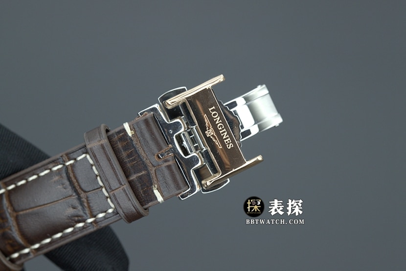 KL厂浪琴名匠顶级复刻手表男士白盘蓝针皮带款图片及价格表扣实拍图