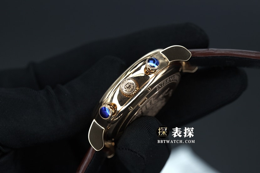 万国柏涛菲诺顶级复刻手表男士机械六针计时白盘皮带款图片及价格侧面实拍图