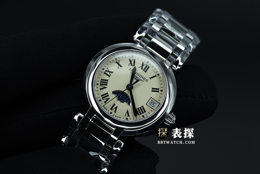 浪琴心月系列L8.115.4.71.6顶级复刻手表女士月相钢带款图片及价格正面实拍图