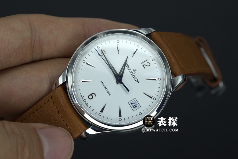 ZF厂积家大师顶级一比一高仿手表男士日历白盘银针皮带款图片及价格正面实拍图