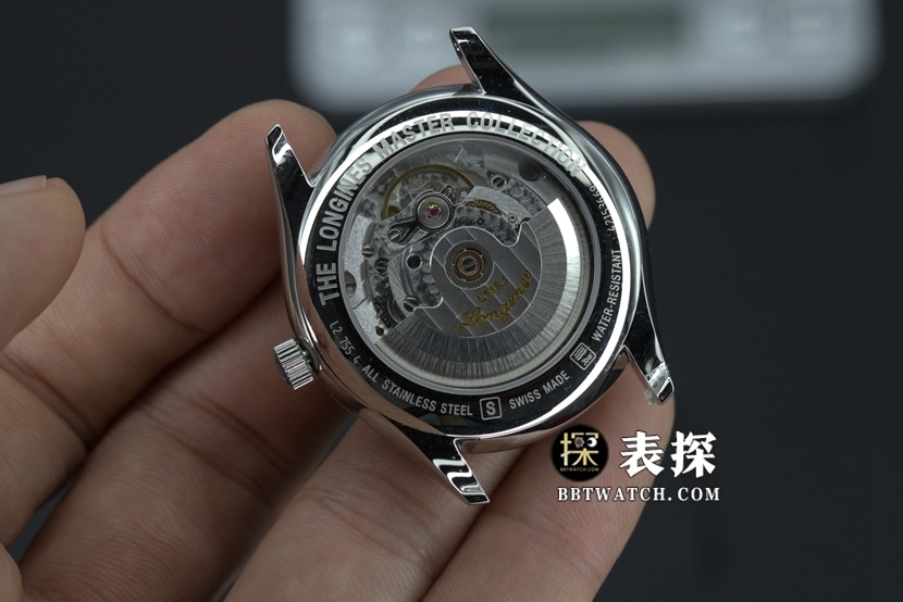 KL厂浪琴名匠顶级一比一精仿手表图片及价格白盘蓝针钢带款背面实拍图