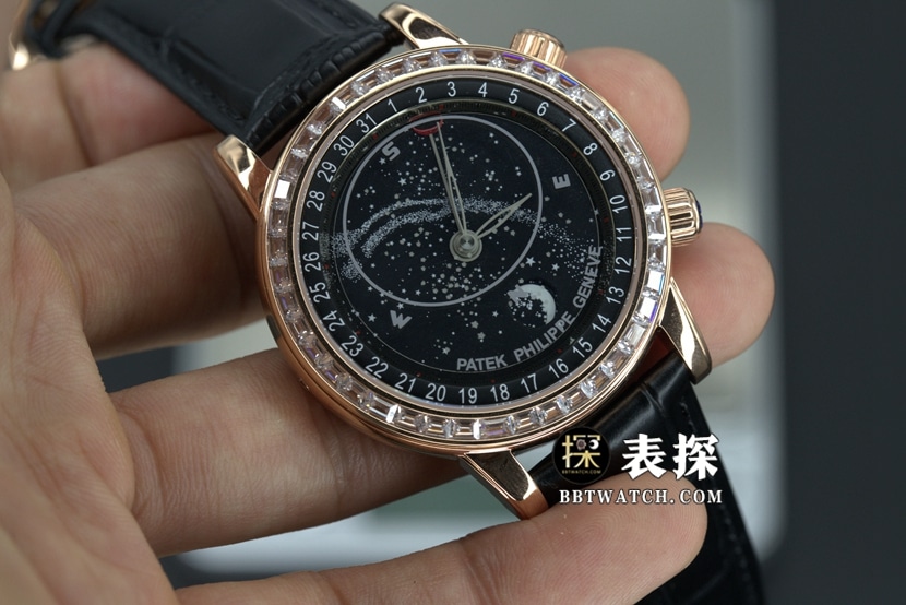 YL厂百达翡丽超级复杂功能时计顶级一比一高仿手表星空黑盘皮带款图片及价格正面实拍图