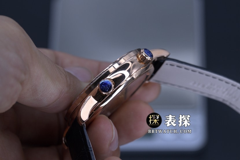 YL厂百达翡丽超级复杂功能时计顶级一比一高仿手表星空黑盘皮带款图片及价格侧面实拍图