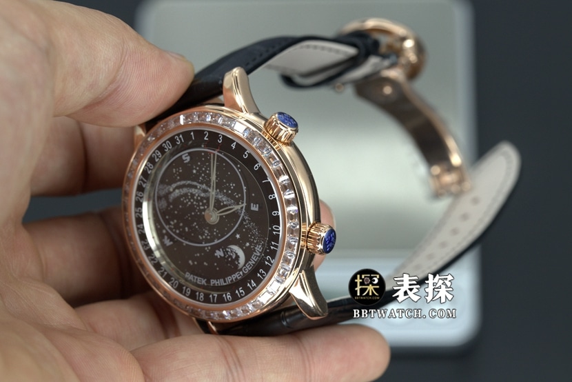 YL厂百达翡丽超级复杂功能时计顶级一比一高仿手表星空黑盘皮带款图片及价格整体实拍图