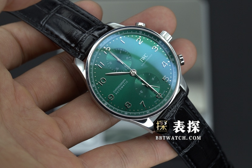 ZF厂万国葡萄牙顶级复刻手表绿盘银针皮带款图片及价格正面实拍图