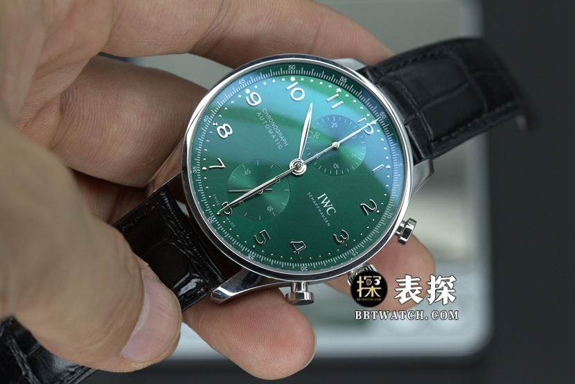 ZF厂万国葡萄牙顶级复刻手表绿盘银针皮带款图片及价格正面实拍图