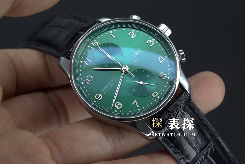 ZF厂万国葡萄牙顶级复刻手表绿盘银针皮带款图片及价格正面实拍图