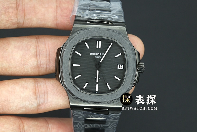 DiW百达翡丽运动优雅超A精仿手表黑盘白针钢带款图片及价格正面实拍图